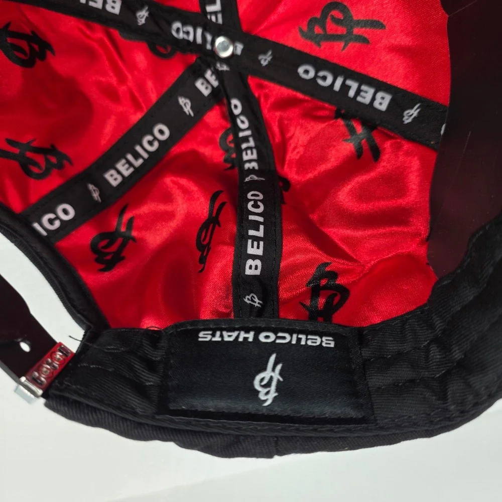 Belico Hats Rico Muerto Black Red Rhinestone Snapback‎ Hat with Dust Bag